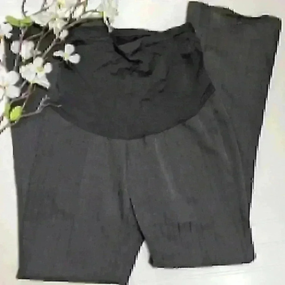 Motherhood Black-on-Black Pinstriped Flared Pants